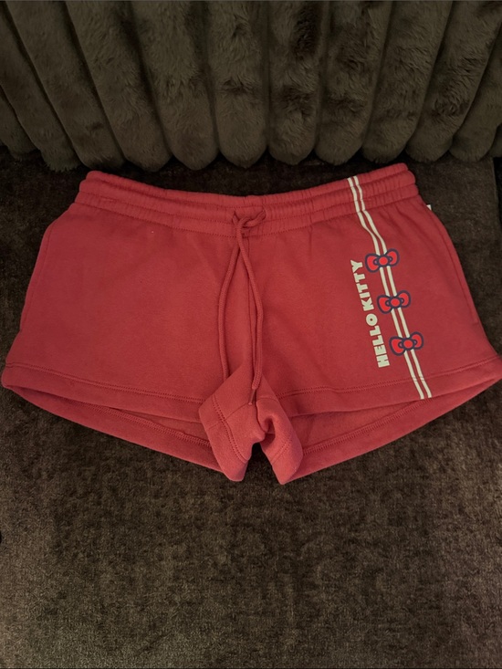 Hello Kitty Pants - Hello Kitty Pink Athletic Lounge Shorts with Bow Stripe (88)